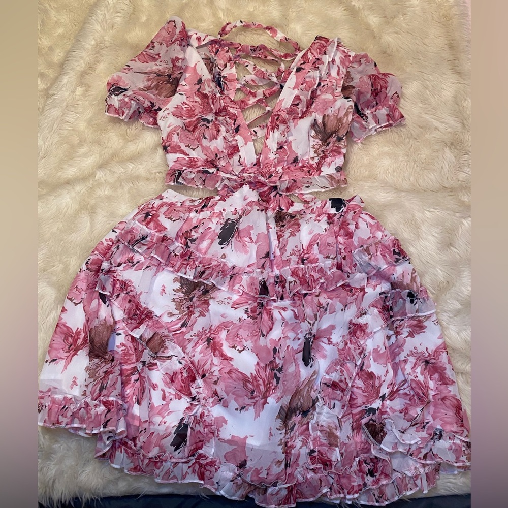 Shein Pink Cut Out Dress